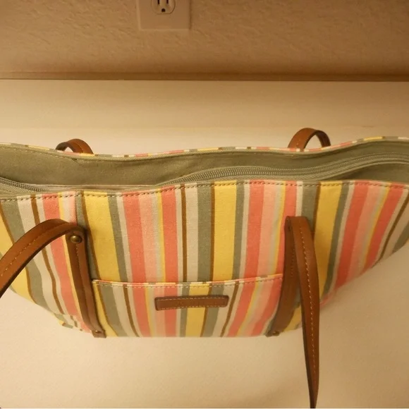 St Johns Bay Shoulder purse Striped Multicolor Tote Bag Beach - Picture 10 of 16